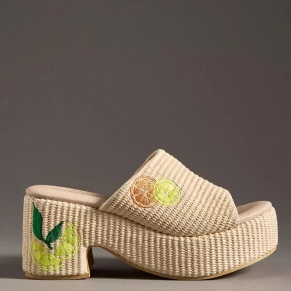 Matisse x Anthropologie Embroidered Fruits Platform Heels Citrus 11 - Picture 2 of 5